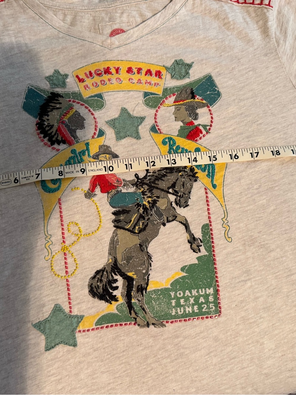 Double D Ranch Cream Rodeo Graphic Tee with Yellow, Green & Red Accents - Picture 5 of 5